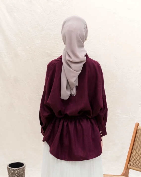 ASVARA - Blouse (Burgundy) - Gambar 2